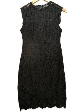 Merokeety Women's Lace Midi Sheath Dress Sleeveless Back Zip Size Medium Black